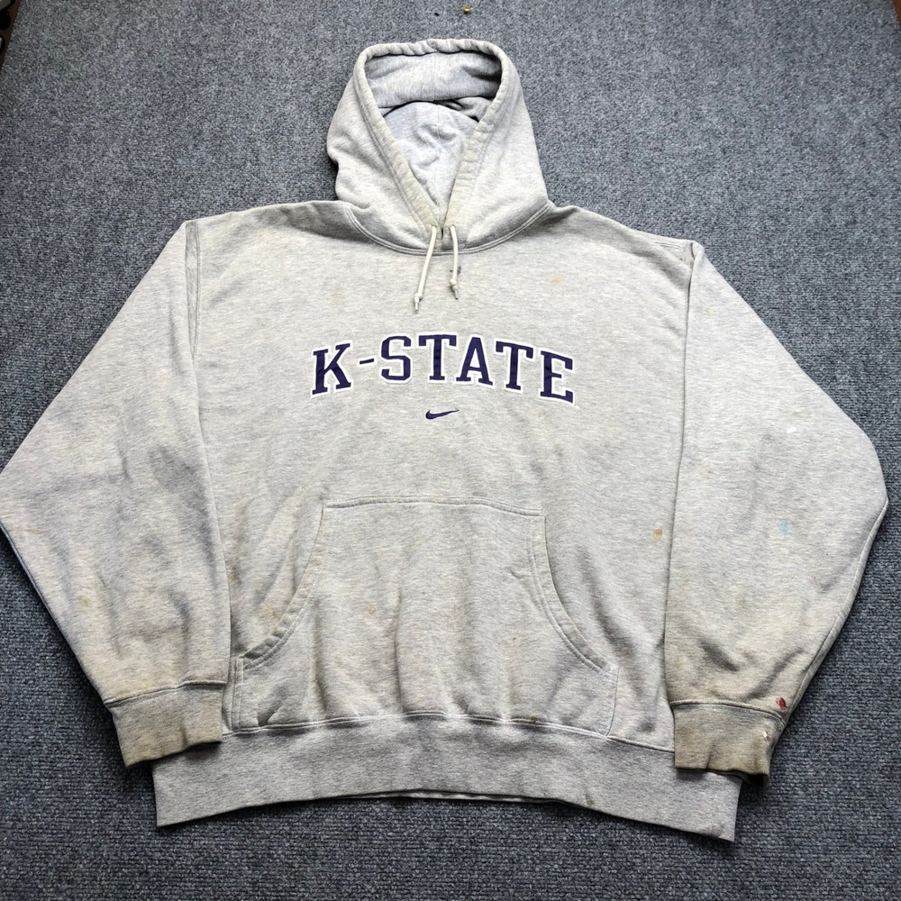 Nike Team K-State Kansas State Wildcats Hoodie Grey Vintage XL